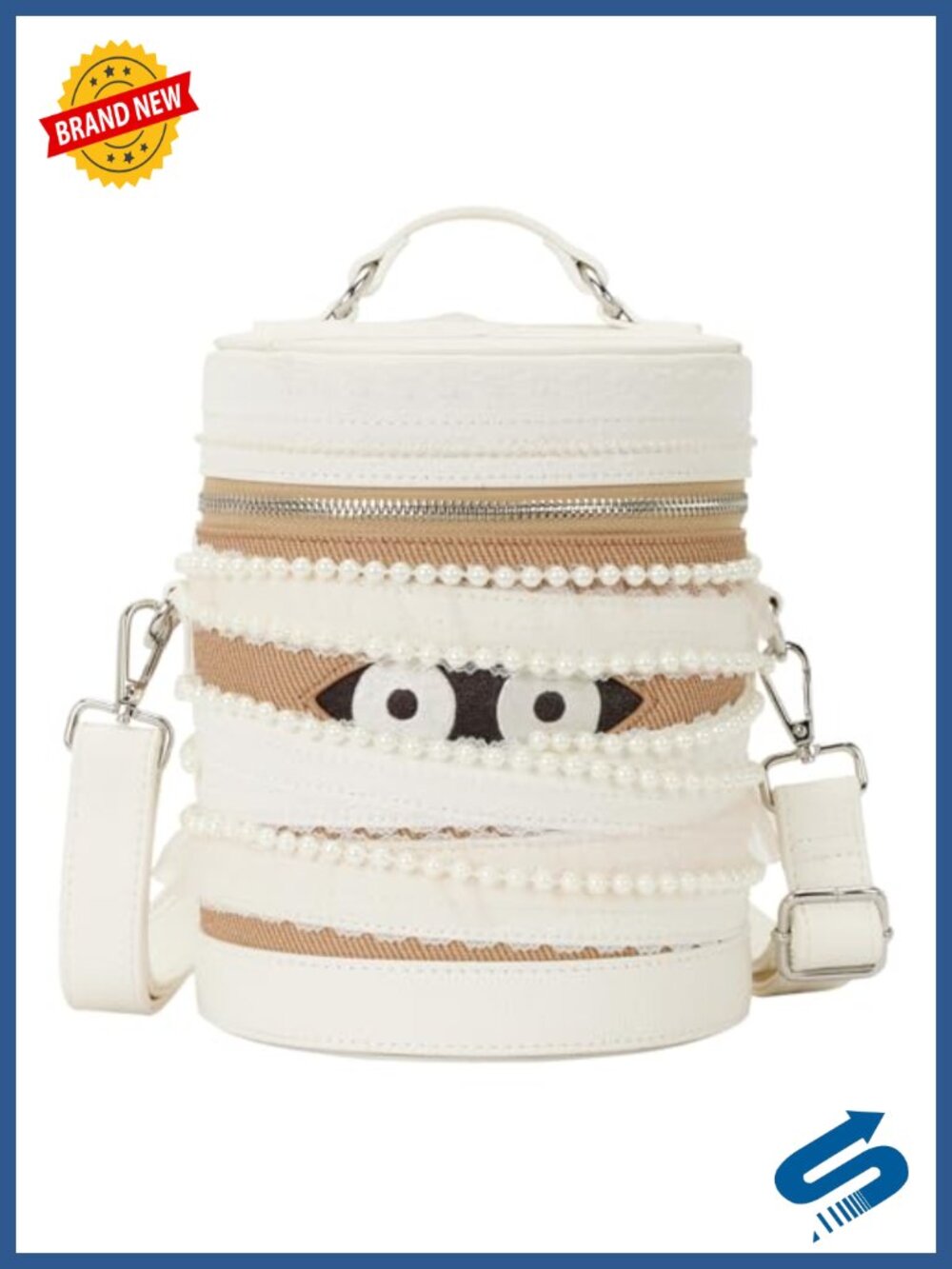 Faux Leather Mummy Crossbody Bag Glitter Tulle Applique